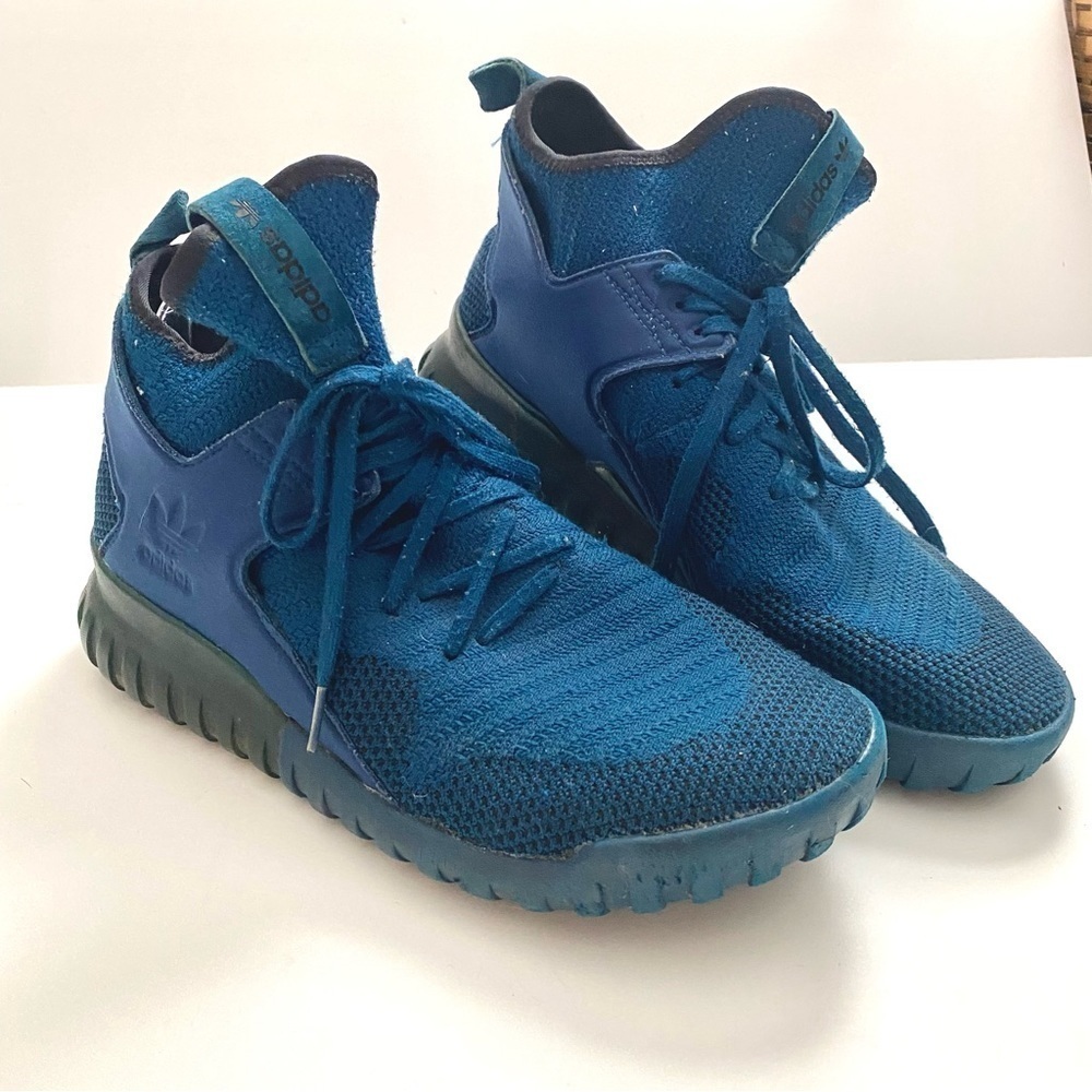 adidas S80131 Tubular X Primeknit Mens 11 Tech Steel Navy blue High Top Sneakers - Picture 2 of 10